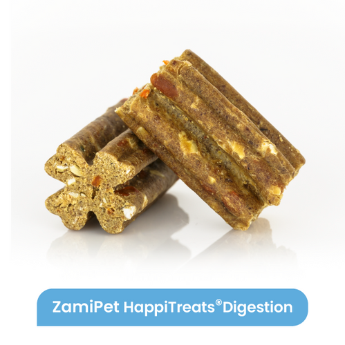  Image of two clover-shaped ZamiPet HappiTreats® Digestion stacked on top of each other. 